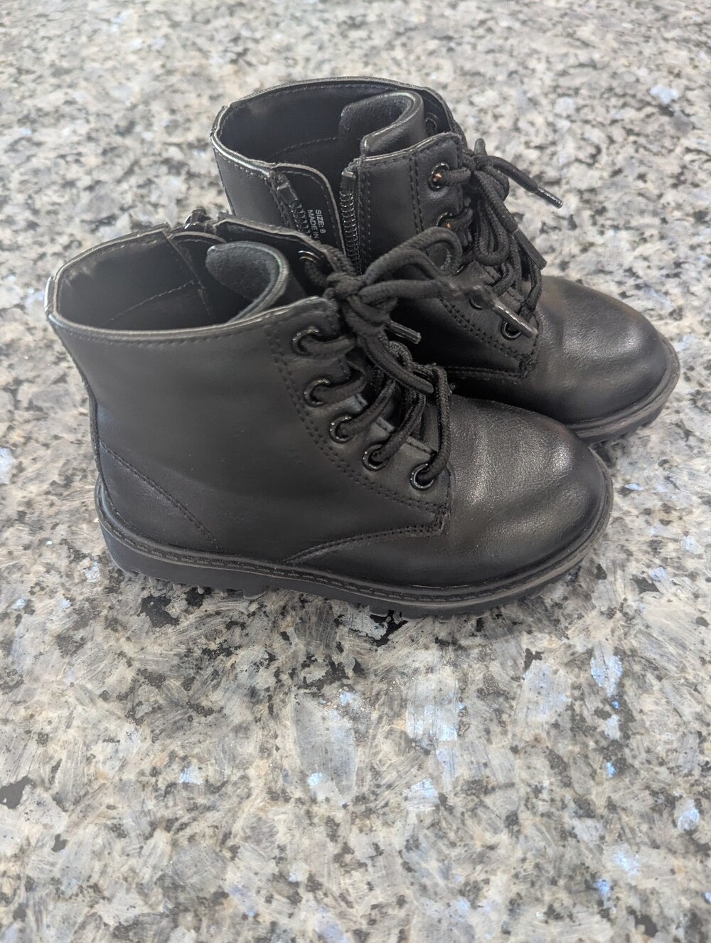 GAP Kids Black Lace-Up Ankle Boots with Side Zipper
